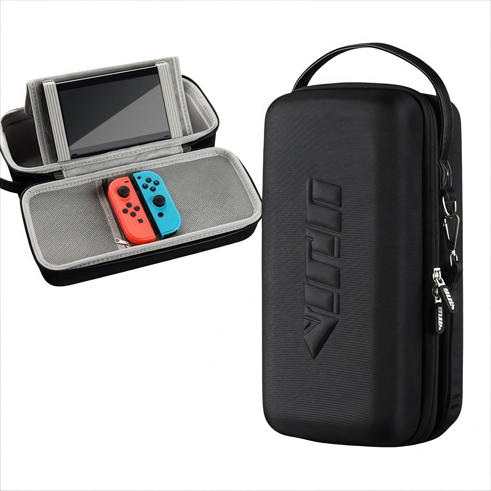 Genérico - Funda Protectora Rígida De Almacenamiento Compatible Con Nintendo Switch Oled Con Sistema De Almacenamiento 12 En 1, Carcasa De Eva Y Tejido Oxford, Diseño Compacto-negro