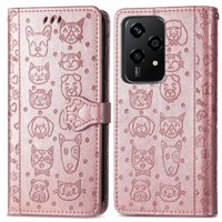 Funda Cartera Foxdock Para Honor 200 Lite , Flip Pu Con Relieve De Gatos Y Perros, Tarjetero Y Soporte
