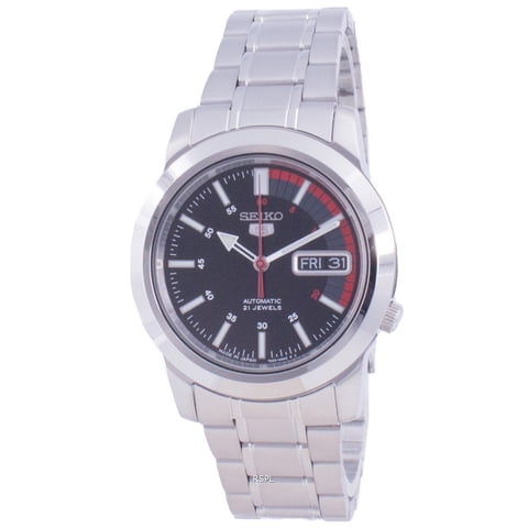 Seiko - Reloj Automático 5 Para Hombre Snkk31J1 Con Esfera Negra Y Acero Inoxidable
