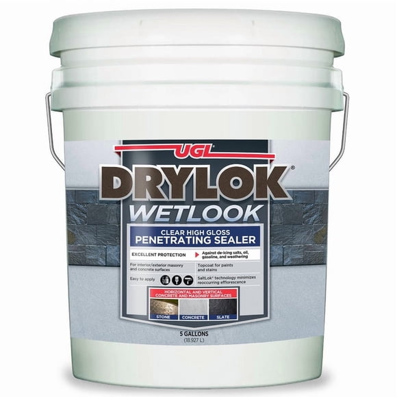 Sellador de hormigón y mampostería Drylok, látex transparente, 18,9 L