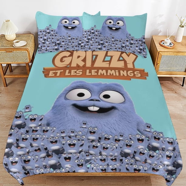 Grizzy And The Lemmings Comforter Set 3 Pieces Quilt Cover Set Soft Bedding Sets for All Seasons