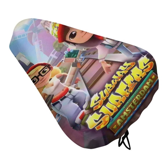 Subway Surfers Funda de Asiento de Bicicleta Impermeable, Cojín Elástico Suave, Protector contra Lluvia, Polvo y UV