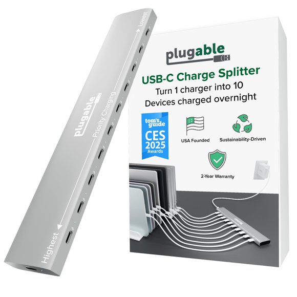 Estación de Carga Plugable PS-10CC con 10 Puertos USB-C 100W
