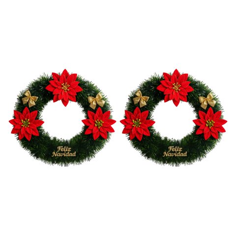 Fliperex - Corona De Navidad 30 Cm Con Flores Decoracion Navideña