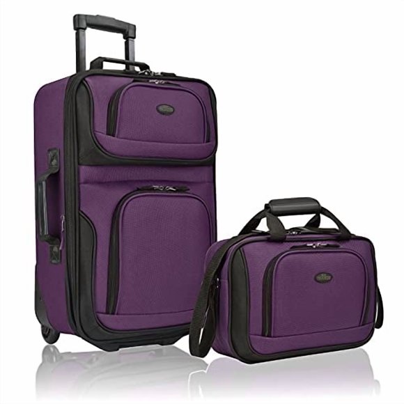 Juego de equipaje U.S. Traveler Rio Rugged Fabric Púrpura de 2 piezas