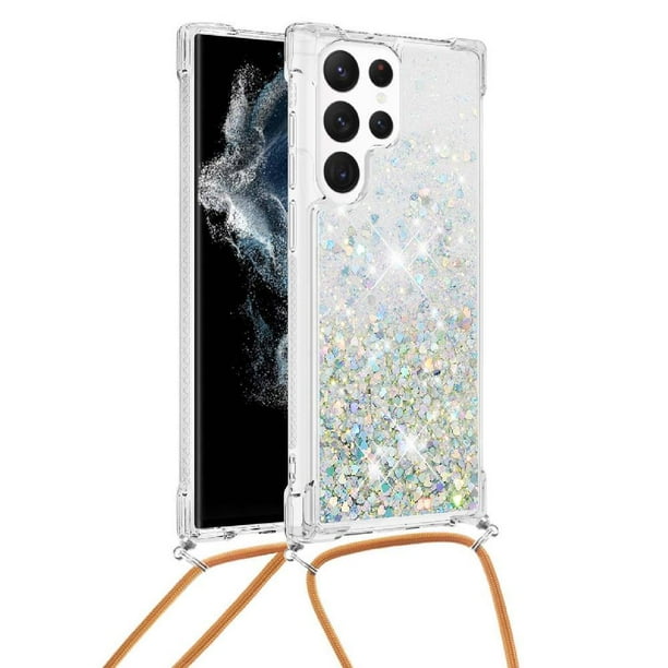 Funda FOXDOCK para Samsung Galaxy S20 Ultra con Cuerda Ajustable, Brillo Líquido, Protección Antigolpes y Lente – Ideal para Regalo