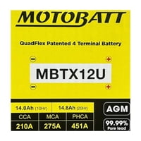Batería Motobatt Mbtx12U 12V 14Ah Agm Para Moto