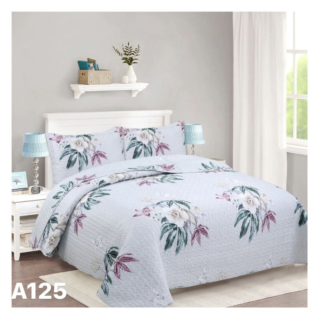 Genérico - Cubrecama Quilt Verano King - Blanco Rosas Blancas A125