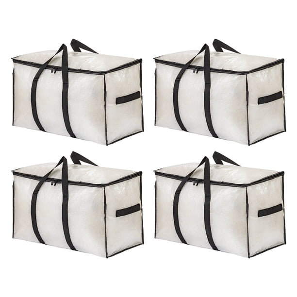 REGALWOVEN Almacenamiento de Ropa, Bolsas de Almacenamiento, Bolsas para Mudanza para Organizar Dormitorio, Ropa, Organizadores de Armario y Almacenamiento con Asas Transparentes 4Pcs