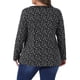 thumbnail image 3 of Agnes Orinda Trajes de Halloween para Mujeres Tallas Grandes Escuela Universidad Tops Florales Cuello en V Camiseta de Manga Larga Blusas con Volantes 1X Negro Blanco, 3 of 6
