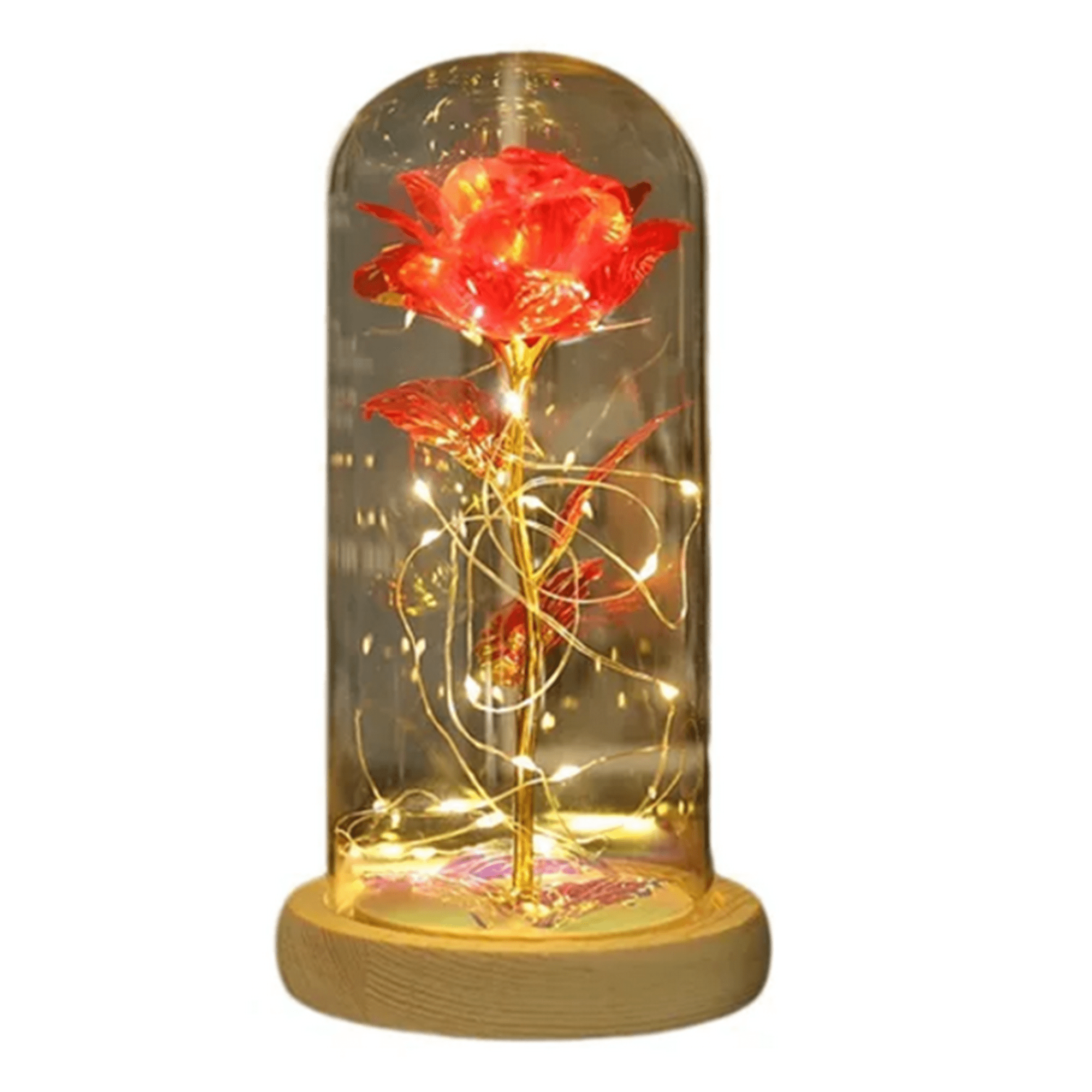 Genérico - Rosa Eterna Luces Led Cúpula Vidrio