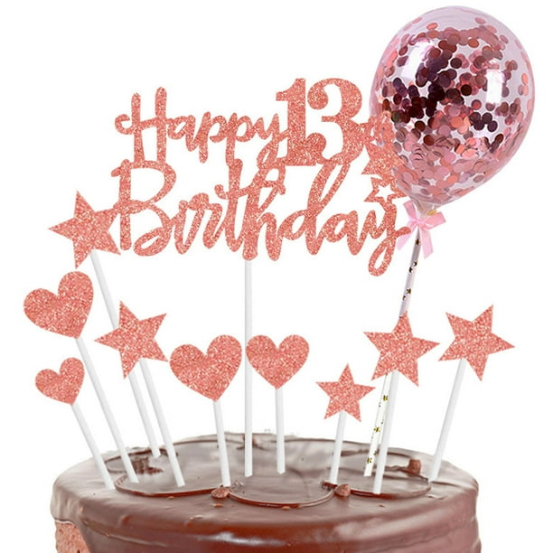 Juego de adornos para tarta de 13.º cumpleaños para feliz cumpleaños, adorno para tarta de feliz cumpleaños