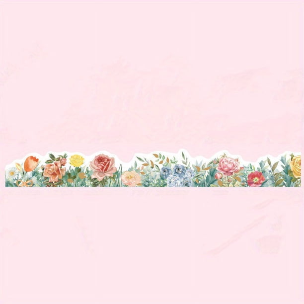 1pc/pack Fresh Plants Flowers Masking Washi Tape Vintage Rose Decorative Adhesive Tape Diy Scrapbooking Sticker Label Stationery 30MM*118.11inch