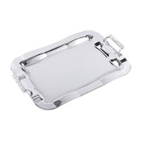 Magideal - Bandeja Para Servir De Acero Inoxidable, Bandeja Para Frutas, Organizador Decorativo De Cosméticos, Plato Para Servir Con Asas Para El Hogar, Vacacion