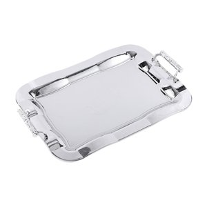 Magideal - Bandeja Para Servir De Acero Inoxidable, Bandeja Para Frutas, Organizador Decorativo De Cosméticos, Plato Para Servir Con Asas Para El Hogar, Vacacion