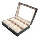 thumbnail image 3 of Caja De Reloj De Cuero Con 10 Ranuras, Organizador De Vitrina De Joyería Con Tapa De Cristal, 3 of 5