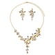 thumbnail image 4 of declaración de lujo rhinestone babero collar pendientes nupcial boda conjunto oro, 4 of 5