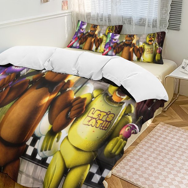 Five Nightat Freddy Quilt Set Thicken Soft 3 Pieces Bedding Set All Season Duvet Cove with 2 Pillowcases for Adult Women Girls Teens Home Room Decor