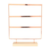 Magideal - Organizador De Soporte Para Pendientes De Joyería, 3 Capas Con Base De Madera, Versátil, Fácil Desmontaje, Elegante, Ahorro De Espacio Para Decoración Rosa Dorado