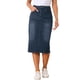 thumbnail image 1 of INSPIRE CHIC Falda Midi de Mezclilla de Cintura Alta para Mujer Falda de Jean Elástica con Abertura Trasera y Bolsillos Negro Azul M, 1 of 6