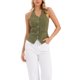 thumbnail image 1 of INSPIRE CHIC Chaleco de Mezclilla para Mujer de Regreso a Clases con Cuello Halter, Abotonado, Sin Espalda, Chaleco de Jean L Verde Militar, 1 of 6