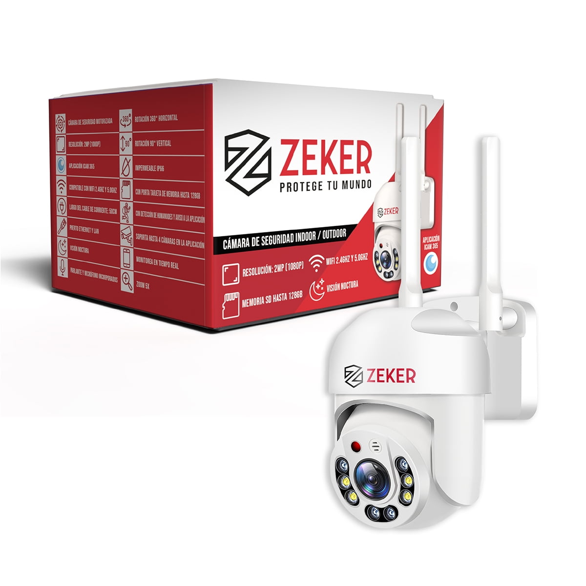 Cámara De Seguridad Wifi Exterior Impermeable Zeker 2mp 5g