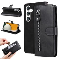 Gangxun - Funda Con Cremallera Para Samsung Galaxy S25, Carcasa Cartera De Cuero Pu Con Soporte Y Tarjetero