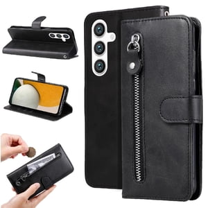 Gangxun - Funda Con Cremallera Para Samsung Galaxy S25, Carcasa Cartera De Cuero Pu Con Soporte Y Tarjetero