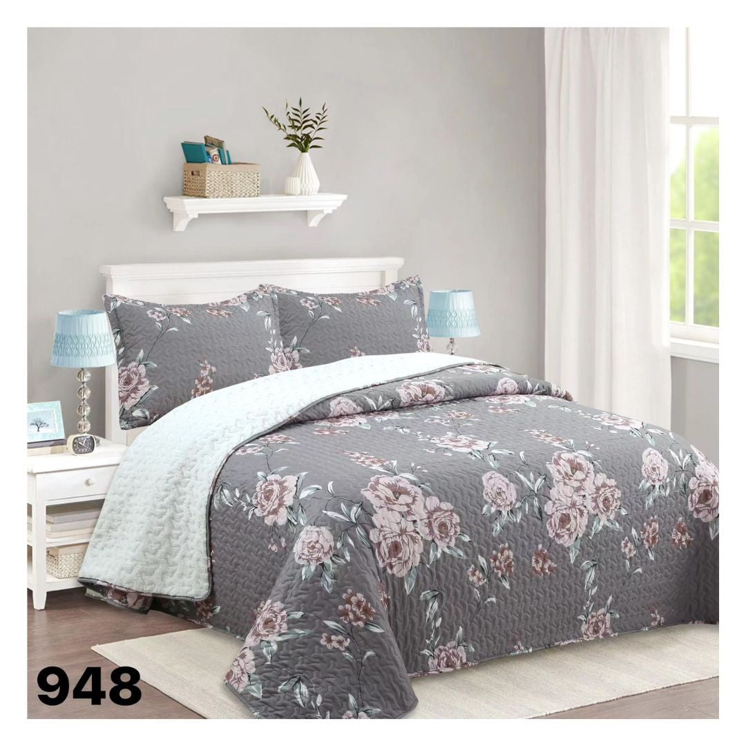 Genérico - Cubrecama Sherpa 2 Plazas - Gris Rosas M948