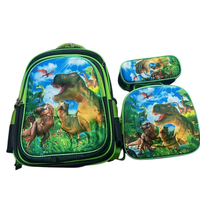 Mundo Shopping - Set De Mochila Niños Escolar Diseño Dinosaurio Trex Verde