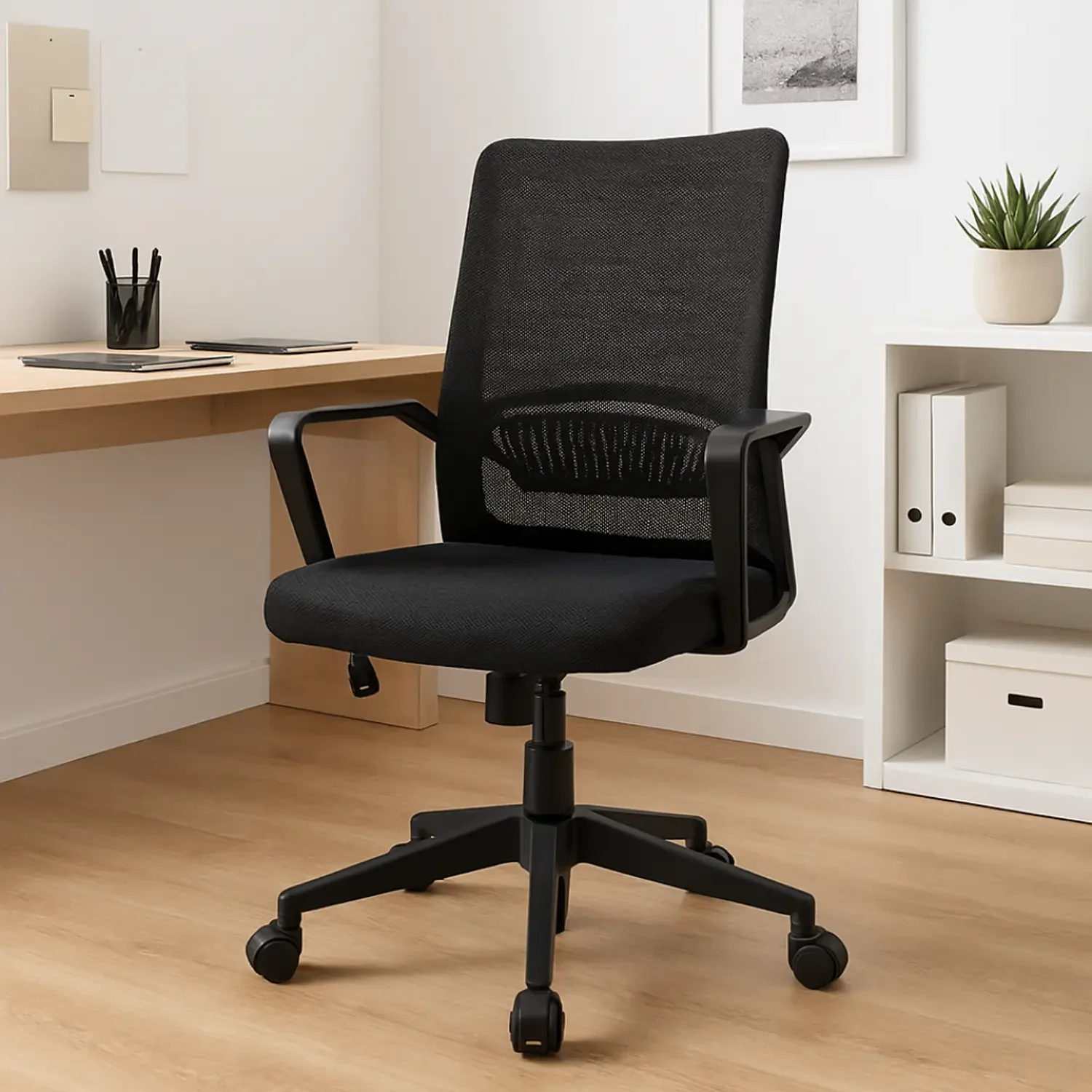 Genérica - Silla De Oficina Y Escritorio Negra De Malla Ergonómico