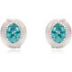 thumbnail image 1 of Aretes de Paraiba Azul Simulada de Forma Ovalada / Rubí Creado para Mujer con Acabado Cepillado Aretes de Plata Esterlina 925 Aretes de Botón de Diamante Simulado con CZ para Mujer, 1 of 5
