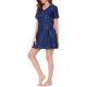 thumbnail image 4 of INSPIRE CHIC Camisones de Satén para Mujer Cuello en V Manga Corta Camisón a Rayas Ropa de Dormir Sedosa Vestido de Pijama S Azul, 4 of 5