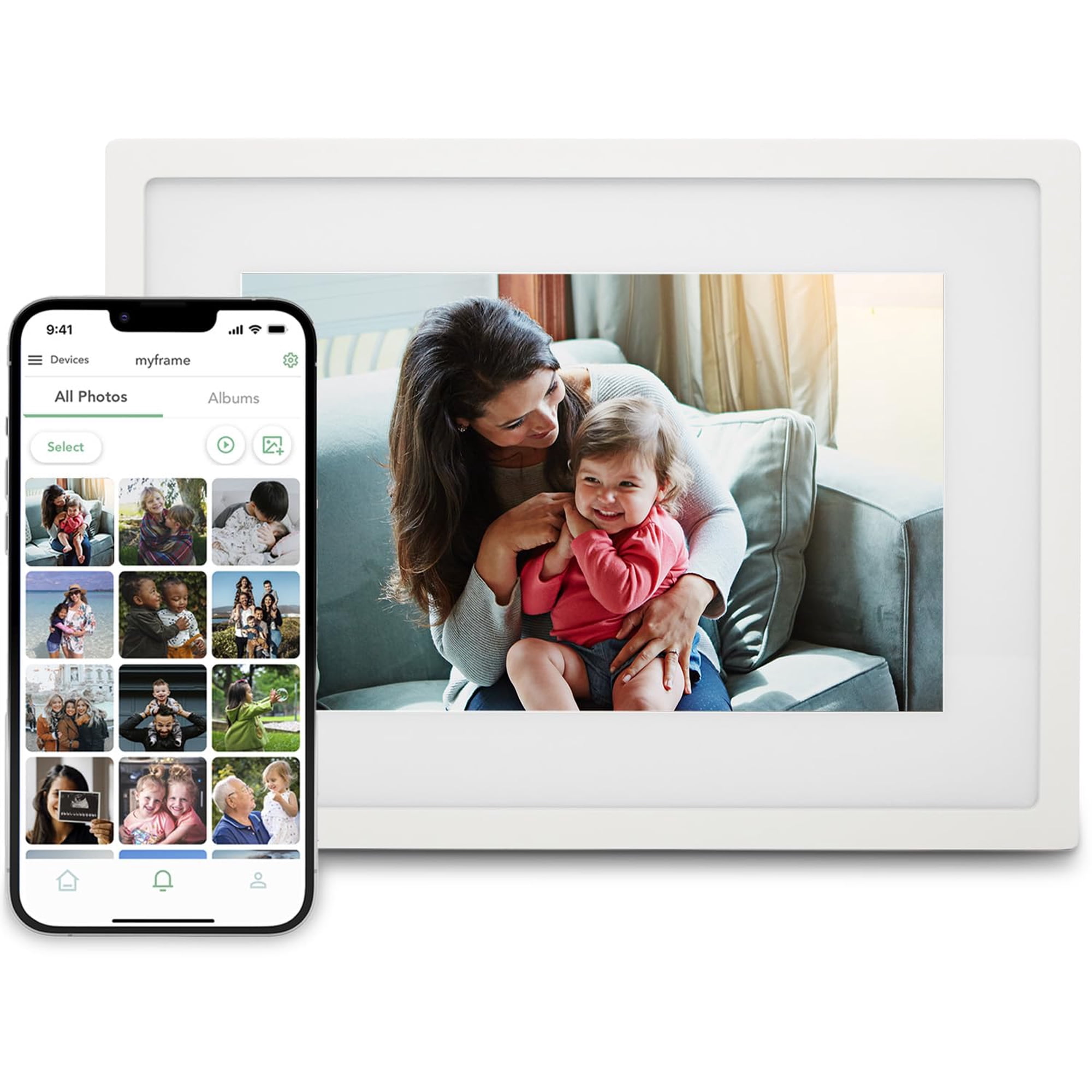 Skylight - Marco Digital Para Fotos Con Tragaluz Wifi De 10 Pulgadas, Color Blanco