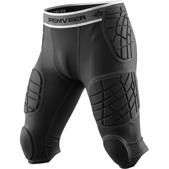 Faja de fútbol americano Penveer 7 almohadillas para adulto, negra, con bolsillo para protector