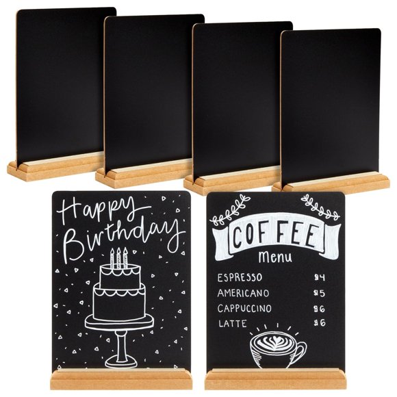 Paquete de 6 letreros de pizarra con soporte para decoración de mesa de 15 x 20 cm