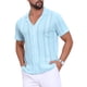 thumbnail image 4 of Camisa de Punto Hueca para Hombre INSPIRE CHIC de Manga Corta con Botones y Rayas XL Azul, 4 of 6