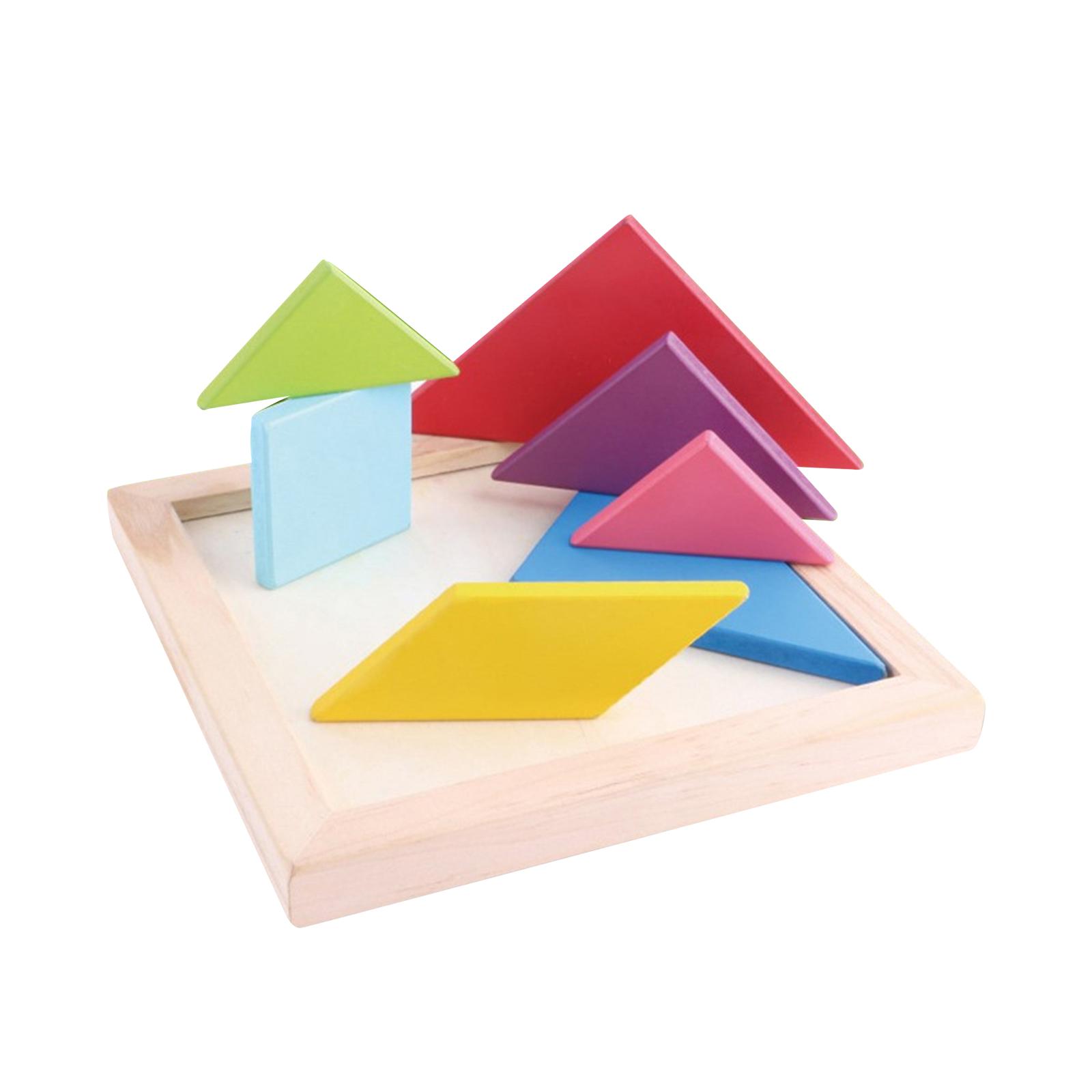 Magideal - Bloque De Patrón De Forma De Rompecabezas De Tangrams De Madera, Juegos Manipulativos De Juguete Iq Para Niños Y Niñas De Jardín De Infantes De 4 A 8