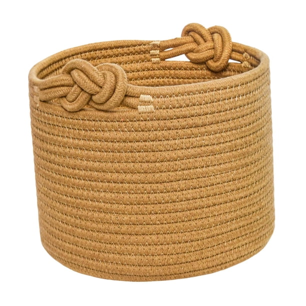 Organizador de plantas tejido de cuerda de algodón con asas, plegable, portátil, multifuncional, decoración del hogar para ropa, zapatos, lavable Marrón 30x18cm