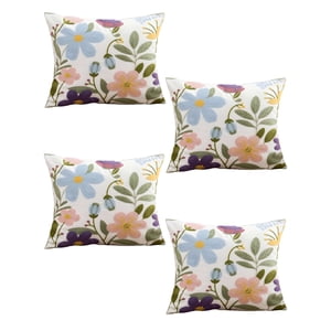 Genérico - Pack De 4 Fundas De Cojin Bordadas 45X45 Blanco 03