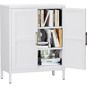 Recilock - Gabinete Metalico Blanco Bajo 2 Puertas - Linea White Yxg-01