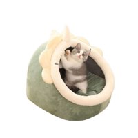 Babyluna - Casa Cama Suave Para Gatos Con Juguete Colgante Verde