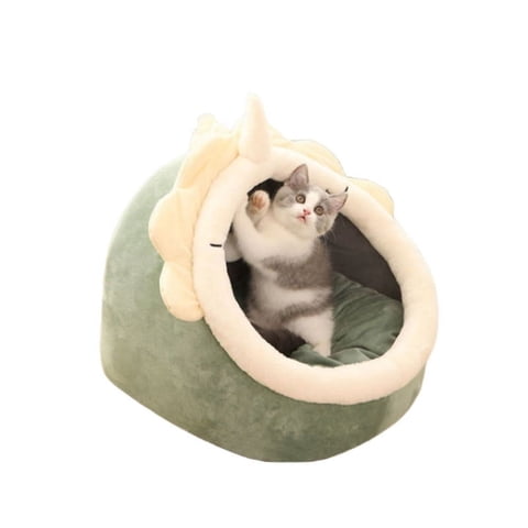 Babyluna - Casa Cama Suave Para Gatos Con Juguete Colgante Verde