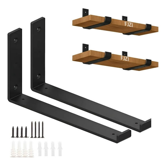 2pcs Escuadra Metalica Soporte Plegable De 22.5cm Negro Resistente a la corrosión, resistente al óxido
