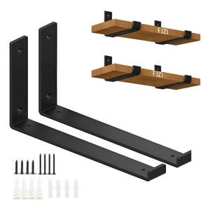 Genérica - 2Pcs Escuadra Metalica Soporte Plegable De 22.5Cm Negro Resistente A La Corrosión, Resistente Al Óxido