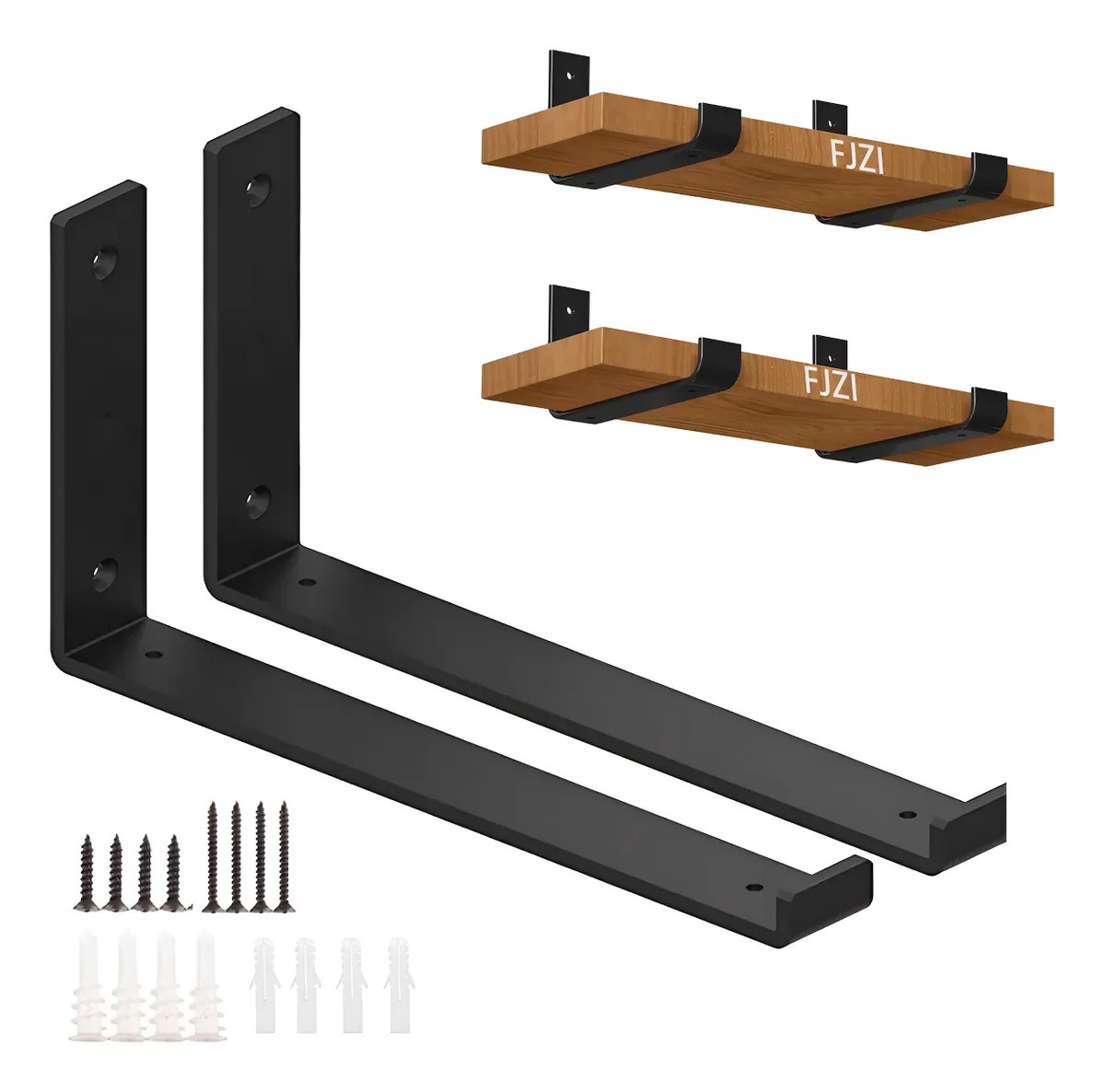 Genérica - 2Pcs Escuadra Metalica Soporte Plegable De 22.5Cm Negro Resistente A La Corrosión, Resistente Al Óxido