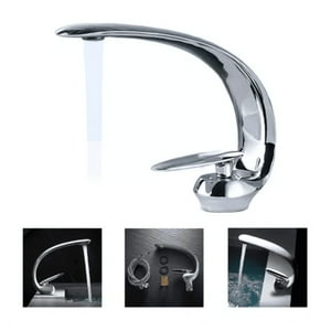 Genérico - Llave Lavamanos Curva Premium Acero Inoxidable Niquel Baño