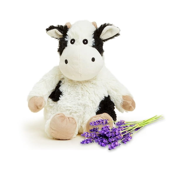 Peluche Warmies, vaca blanca y negra, apta para microondas y pesa