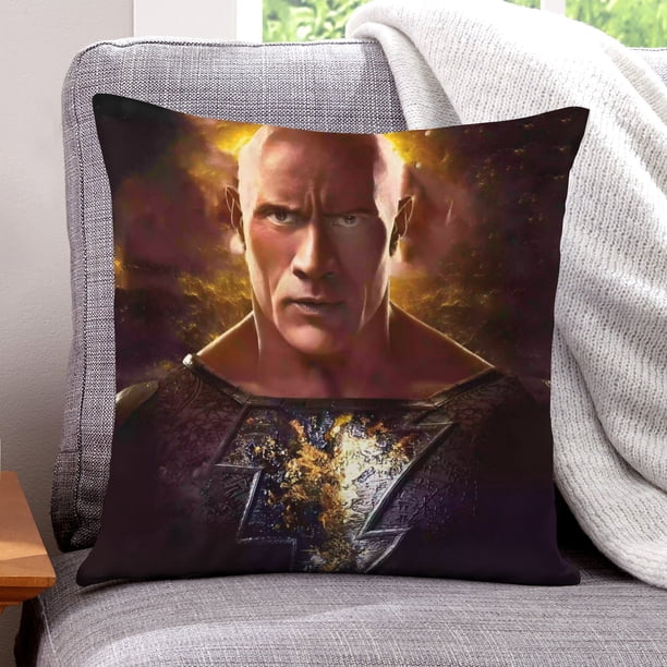 Black Adam Fundas de almohada de terciopelo con tema, regalos de funda de almohada, decoración para el hogar, cojín de lanzar, regalo de cumpleaños para fans y parejas.56*56cm.