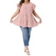 thumbnail image 2 of Agnes Orinda Blusa de Mujer Talla Grande Estilo Años 50 Cuello Redondo Mangas Cortas Acampanadas Blusa de Verano Babydoll Talla 2X Rosa, 2 of 6